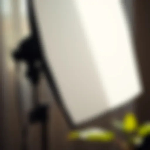A close-up of a white reflector board capturing soft light