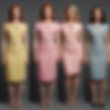 Different retro work dress designs catering to various body shapes.