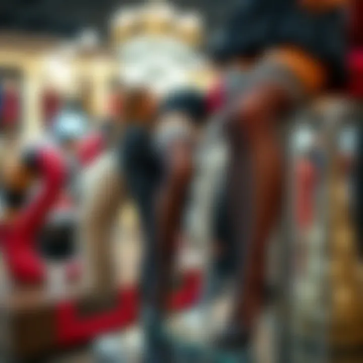 Rhinestone thigh high stockings on display