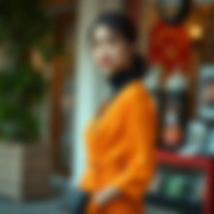 A stylishly dressed individual embodying seasonal trends and body type adaptability.