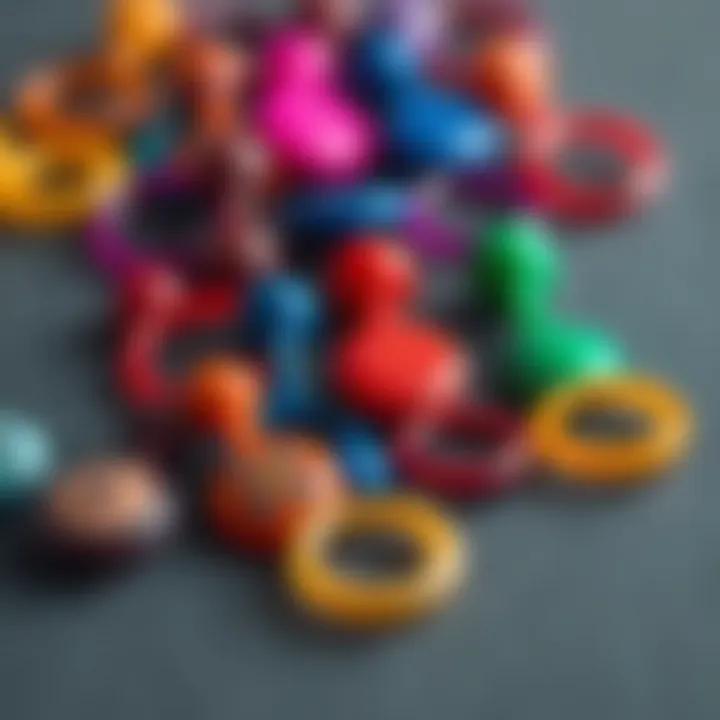 Diverse Designs of Silicone Belly Button Rings Variety of silicone belly button rings showcasing different colors and designs