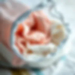 Close-up of a small mesh laundry bag filled with delicate fabrics