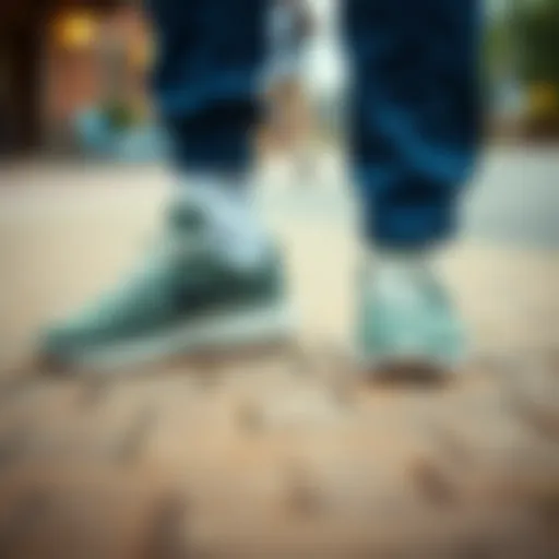 Stylish sneakers on a casual outfit