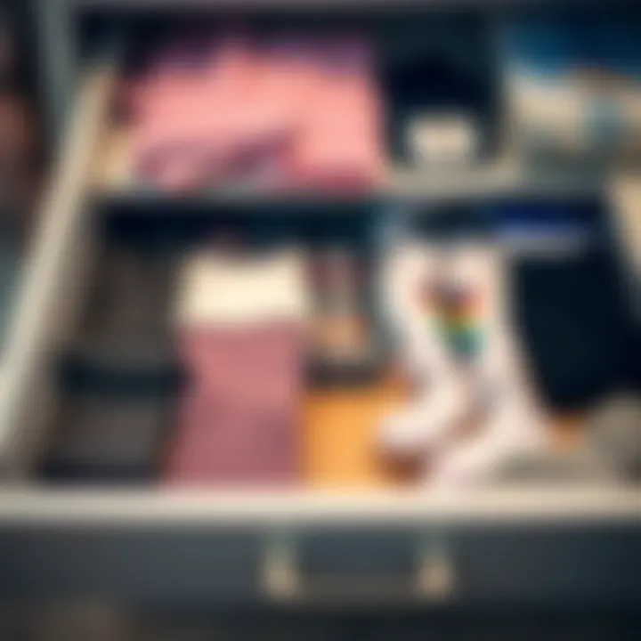 Neatly arranged drawer of organized socks and underwear