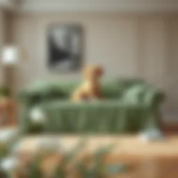 Luxurious sofa cover enhancing living space aesthetics