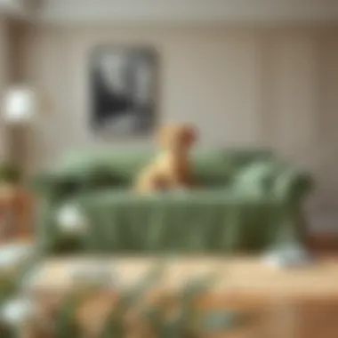 Luxurious sofa cover enhancing living space aesthetics