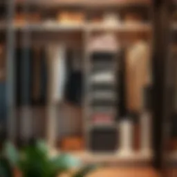 Stylish stacking clothes organizers in a modern wardrobe