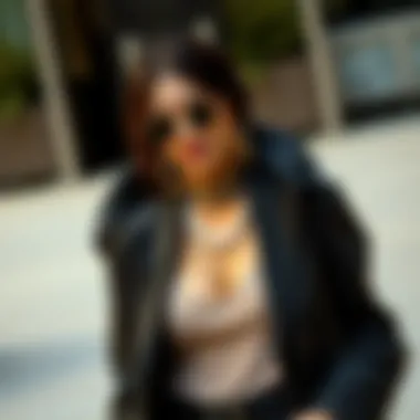 Chic outfit styled with matte clothing elements