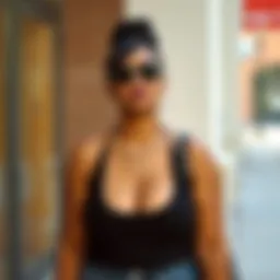 Chic plus size black tank top stylishly paired with accessories