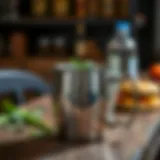 Elegant stainless steel Moscow Mule mug on a rustic table