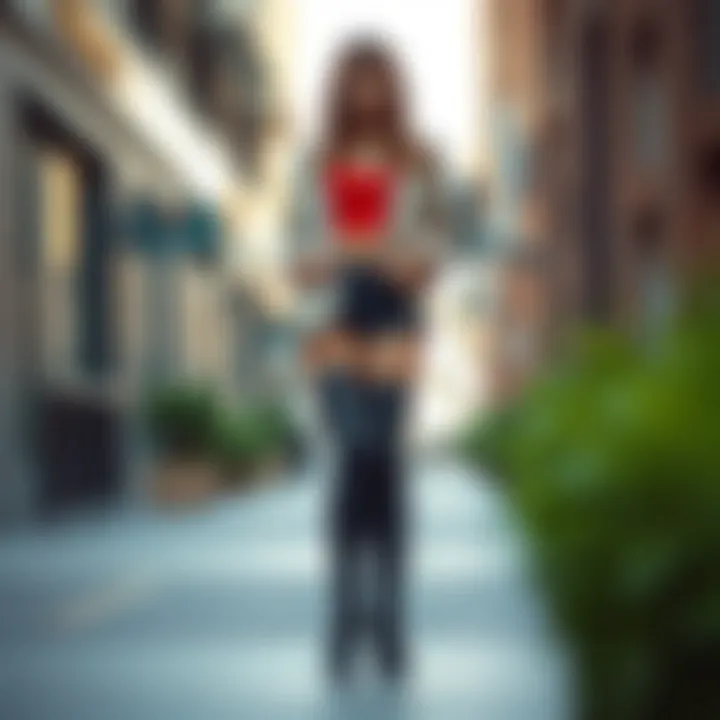 Fashionable outfit paired with wide fit thigh high boots in an urban setting