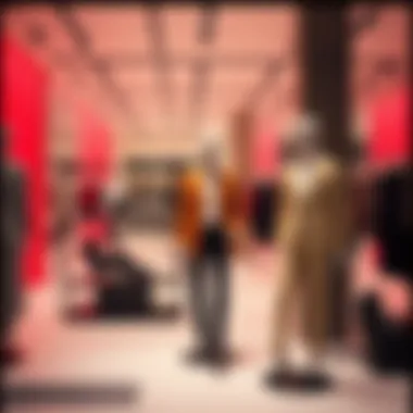 A creative retail space utilizing realistic mannequins to enhance the shopping experience