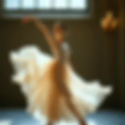A graceful ballet dancer in a flowing dress