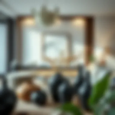 Variety of black plastic vases in a modern living room