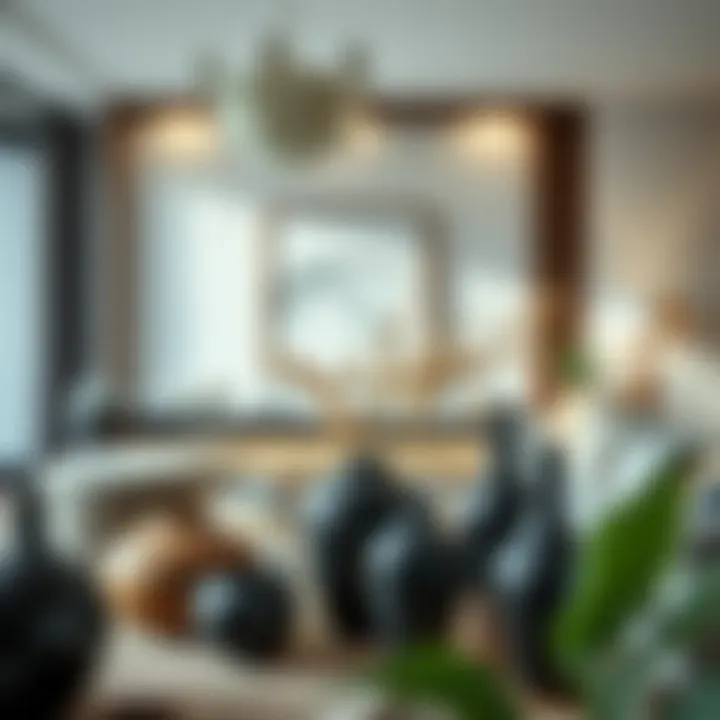 Variety of black plastic vases in a modern living room