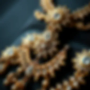 Close-up of intricate craftsmanship in a jewellery set