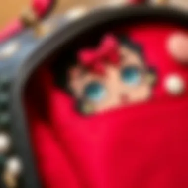Close-up of unique materials used in Betty Boop bag designs