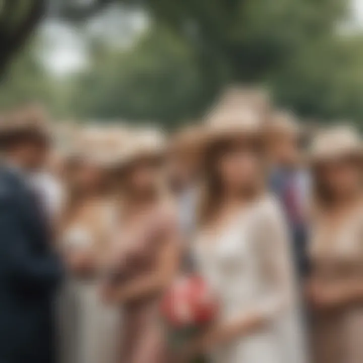 Bridal party showcasing cowboy hats at an outdoor ceremony