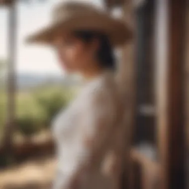 Bridal portrait featuring a cowboy hat in a rustic setting