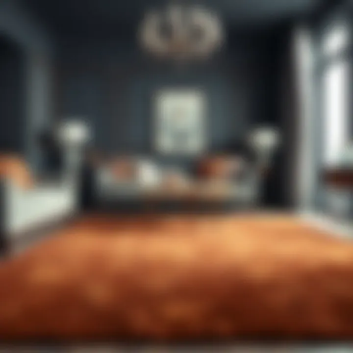 Elegant Velvet Rug with Modern Décor Elegant velvet area rug paired with modern furniture