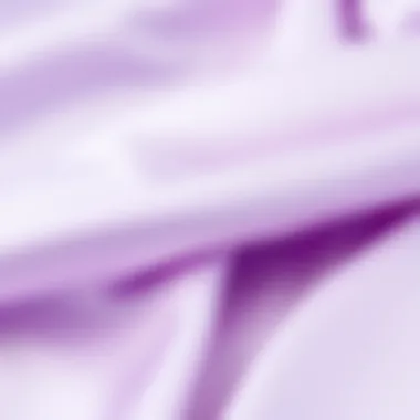 Close-up of the luxurious texture of light purple silk fabric