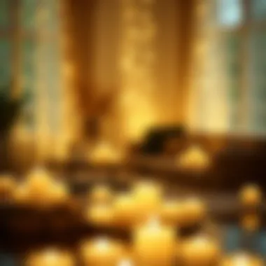 Cozy ambiance created by off white floating candles in a dimly lit room