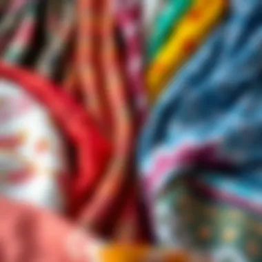 Shawls in different colors and patterns arranged artistically