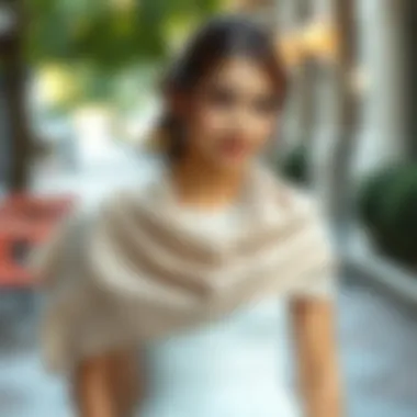 Stylishly Coordinating a Shawl with Wedding Attire A woman wearing a shawl that matches her wedding attire