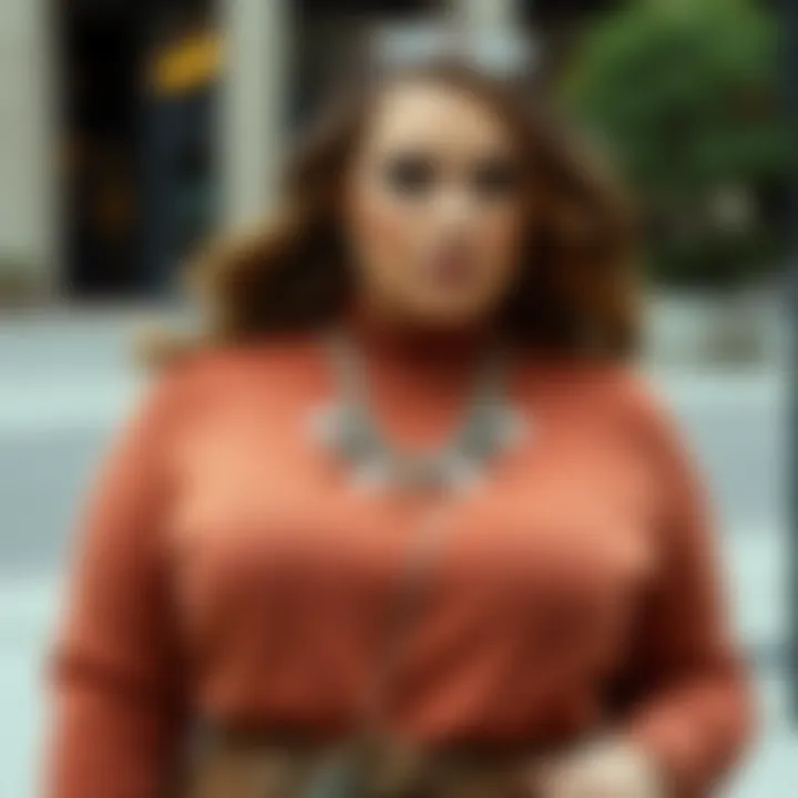 Accessorized for Fashion Statement Fashionable accessorized sweater dress with statement jewelry