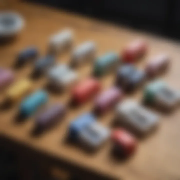 Various types of tailors chalk sharpeners on a wooden table