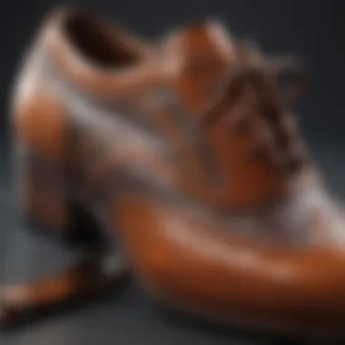 Close-up of a classic retro shoe highlighting its unique design features.