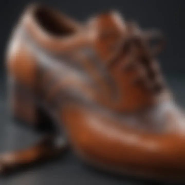 Close-up of a classic retro shoe highlighting its unique design features.