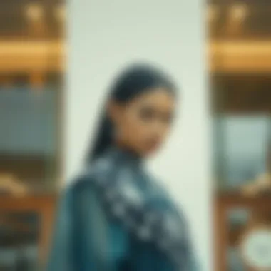 Contemporary fashion piece featuring diamond embroidery against a modern backdrop