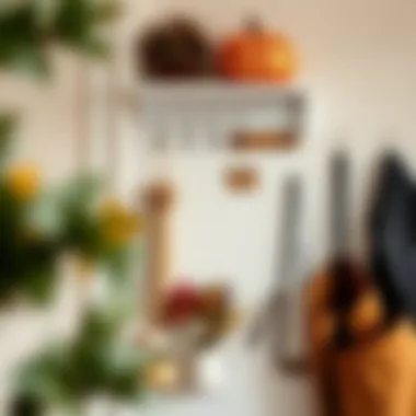 Creative closet door hook rack with seasonal decor items