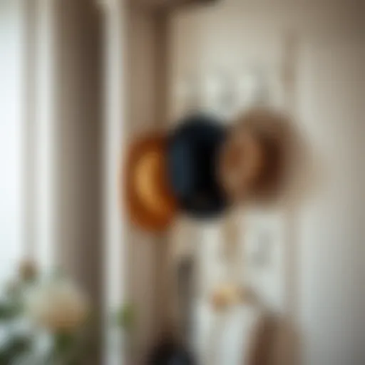 Elegant closet door hook rack with stylish hats and accessories