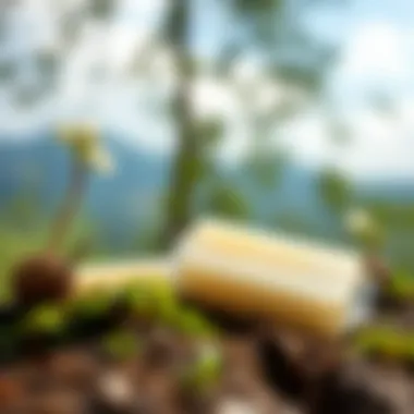 Eco-friendly soap sheets in nature setting