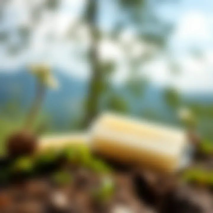 Eco-friendly soap sheets in nature setting