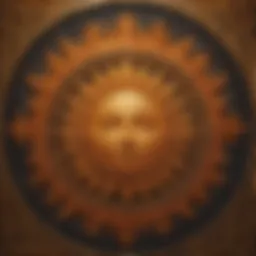 A close-up of a vibrant sun tapestry showcasing intricate patterns and textures