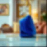 Elegant royal blue clutch displayed against a chic backdrop