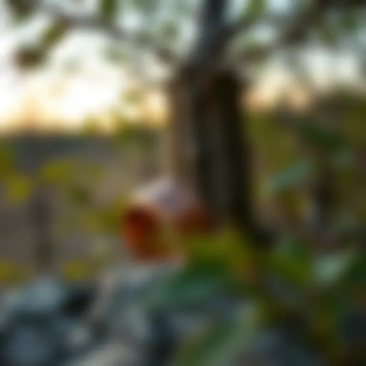 Aesthetic display of a copper wrist accessory against a natural backdrop