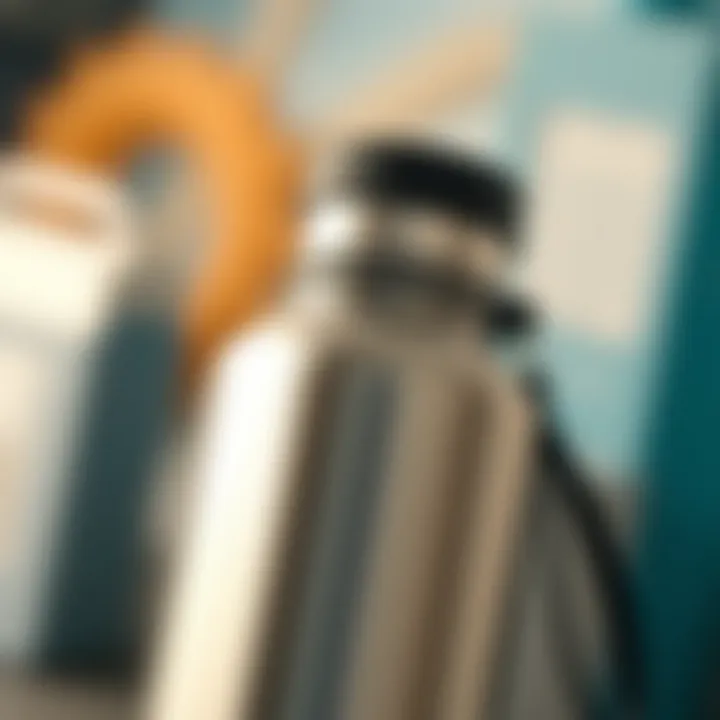 Close-up of a stainless insulated water bottle showcasing its insulation technology