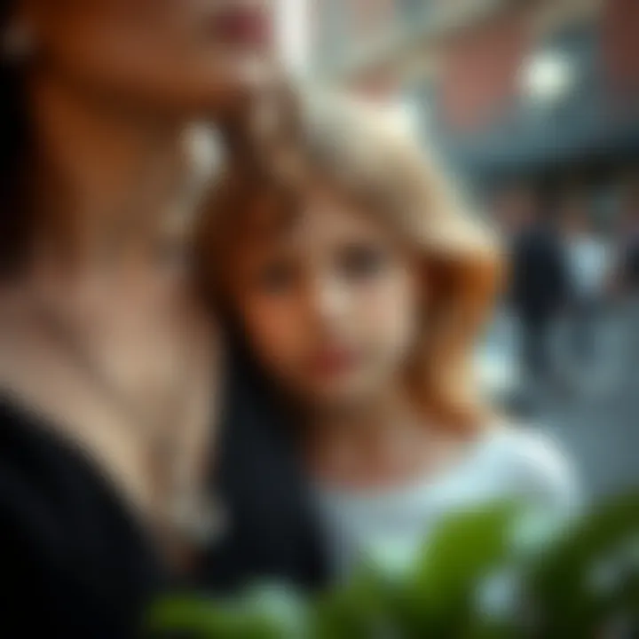 Stylish Mother and Daughter Wearing Necklaces Stylish mother and daughter wearing matching necklaces