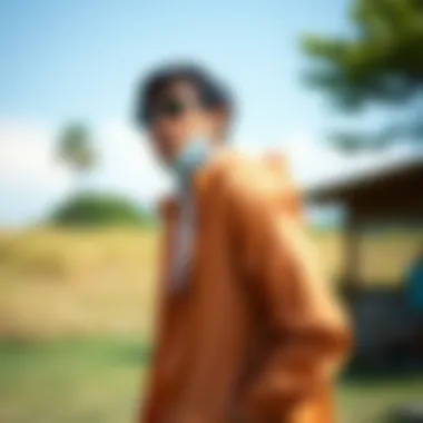 Enjoying a Breezy Day An outdoor scene depicting a person wearing a thin windbreaker jacket while enjoying a breezy day.