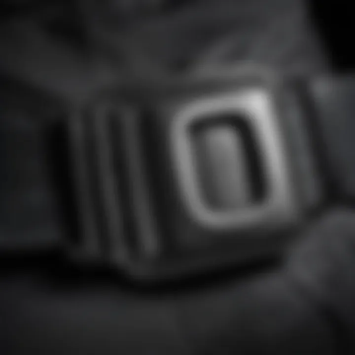 Close-up of a plastic buckle on a nylon belt showcasing its design