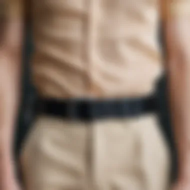 Fashionable Outfit with Nylon Belt Fashionable outfit featuring a nylon belt with a plastic buckle