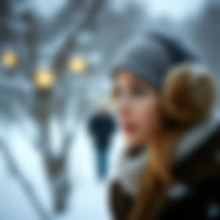 Person wearing earmuffs in a winter setting, combining warmth and style