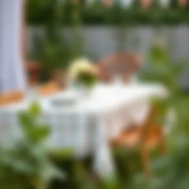 Eco-friendly cheesecloth tablecloth in outdoor setting