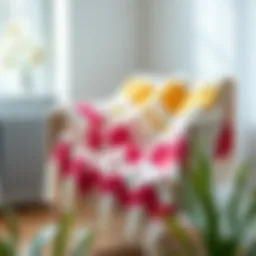 A stylish Easter egg throw blanket draped over a modern chair