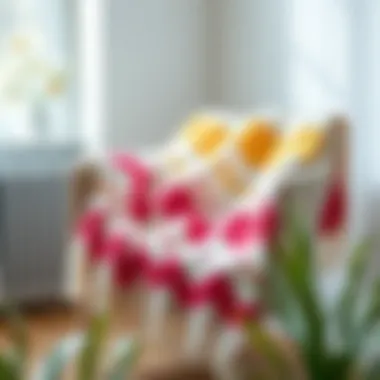 A stylish Easter egg throw blanket draped over a modern chair