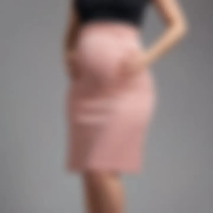 Stylish high-waisted maternity skirt showcasing different fabric options